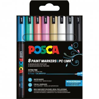 CONJUNTO C/8 MARCADORES POSCA PC-1MR CORES METALICAS