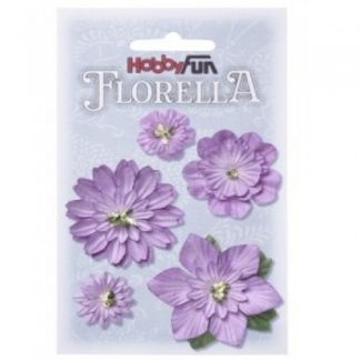 FLORELLA -FLOR PAPEL  LAVANDA (5)  2,5CM