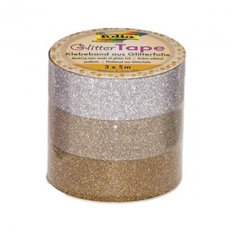 WASHI-TAPE 3 PEÇAS 15MM GLITTER FOLIA