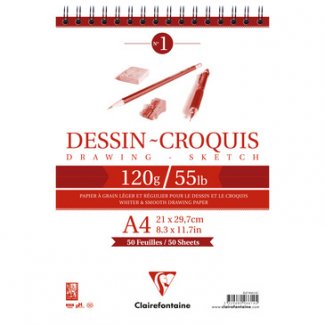 BLOCO DESSIN CROQUIS C/ ARGOLAS A4 50FLS 120GR CLAIREFONTAINE