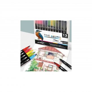 MARCADORES 12 CORES PONTA DUPLA FINA E BRUSH ALEX BOG ARTIST