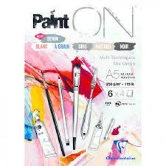 PAINT´ON BLOCO  CLAIREFONTAINE  A5 24FLS 250GR SORT.